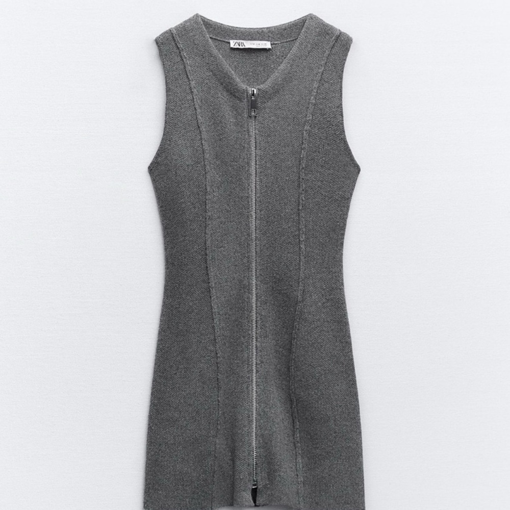 Zara Charcoal Zip-Front Dress
